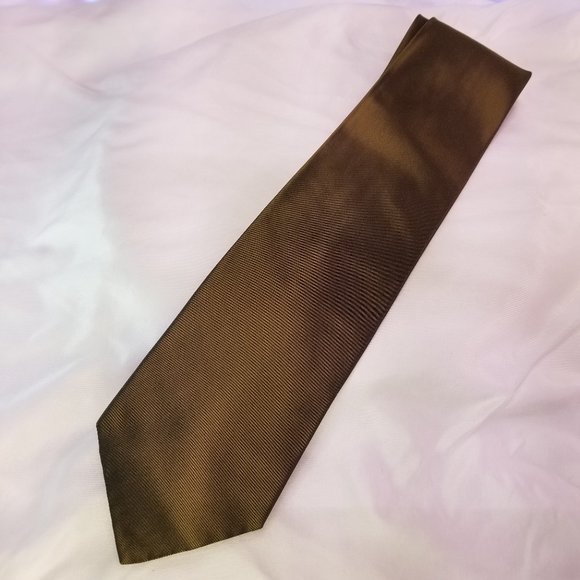 Simon Chang Brown Bronze Men's Neck Tie - Picture 7 of 10